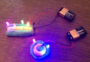 Examples of squishy circuits with LEDs in parallel.