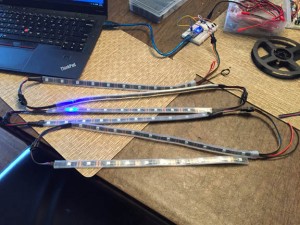 When all strips are done, join their connectors together and test them.