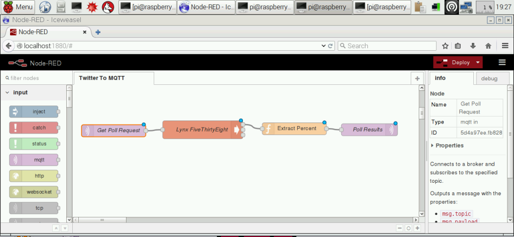 Node-RED flow which allows for drag-and-drop transfer of data from different applications.