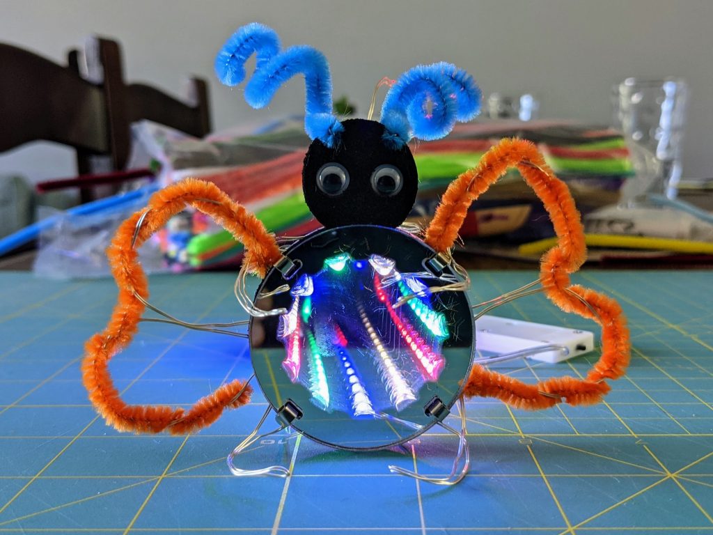 Fairy light creature closeup with pipe cleaners
