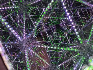 Closeup view of LED reflections inside Infinity Octahedron