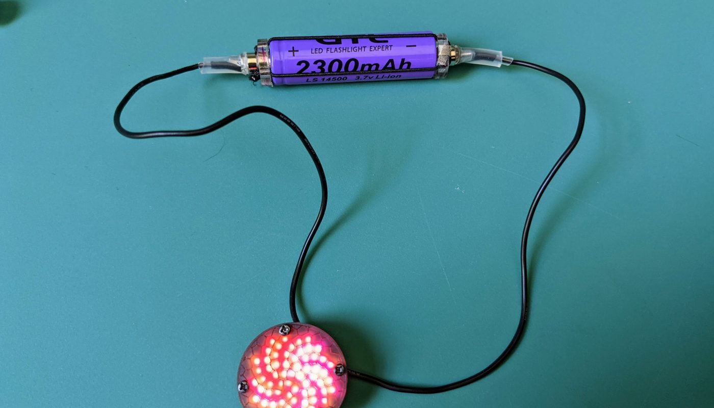 Magnetic battery connector powering an LED Pendant